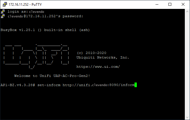 Putty is a useful tool to connect to your network devices.
Screenshot of the terminal window